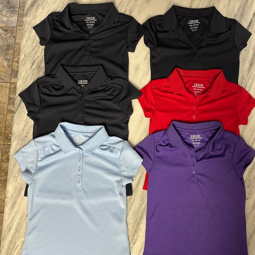 6 XXS 4/5 Girls IZOD school uniform shirts